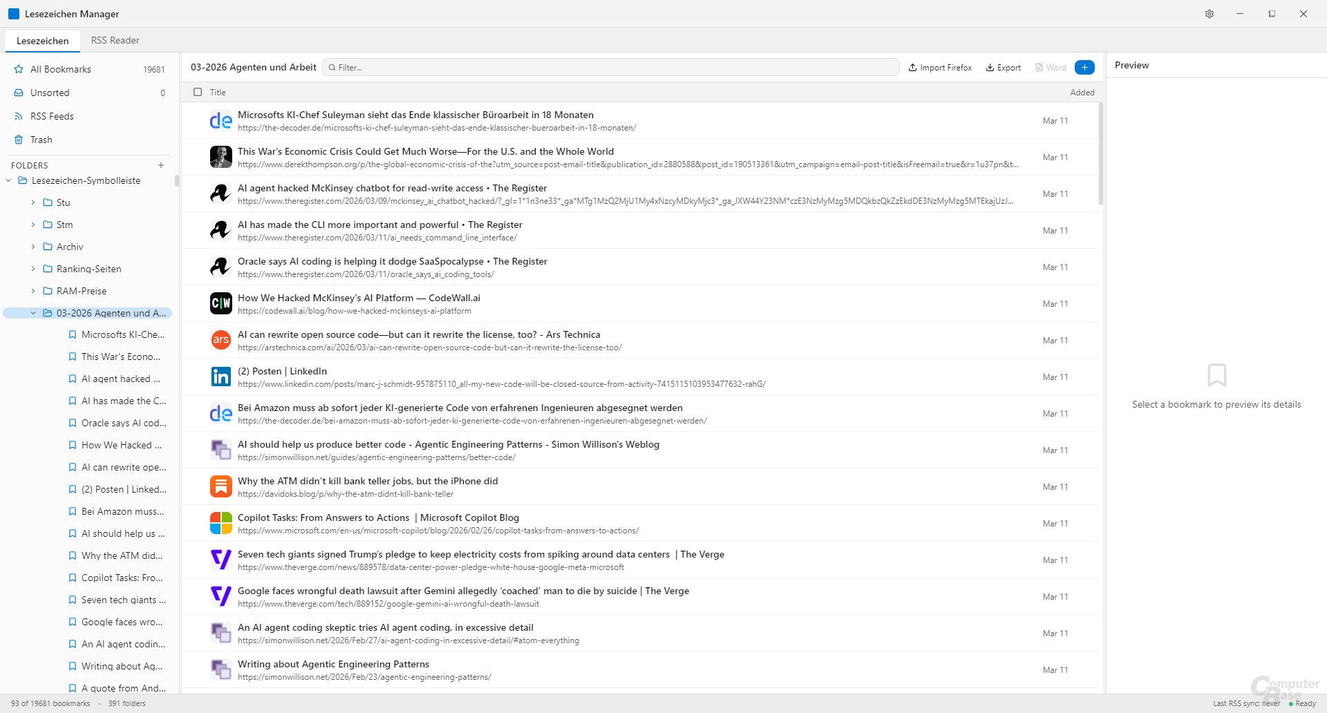 Bookmark Manager: Version 2 im Windows-11-Stil