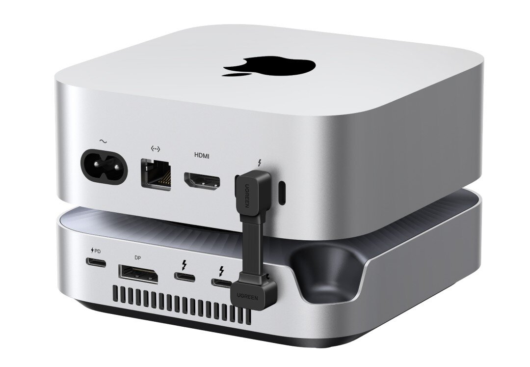 Das UGREEN Maxidok 10-in-1 Thunderbolt 5 Mac mini Dock  unter dem aktuellen Apple Mac mini mit M4 (Pro)