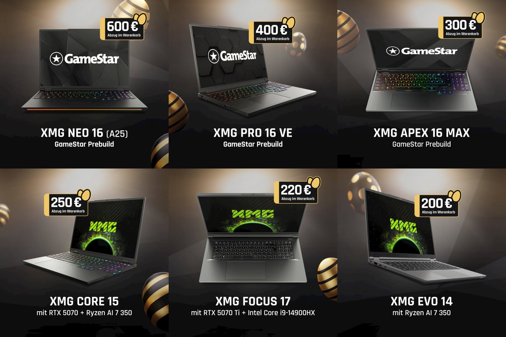 Bis zu 600 Euro Rabatt gibt es auf vorkonfigurierte Prebuilds von XMG bei bestware.com