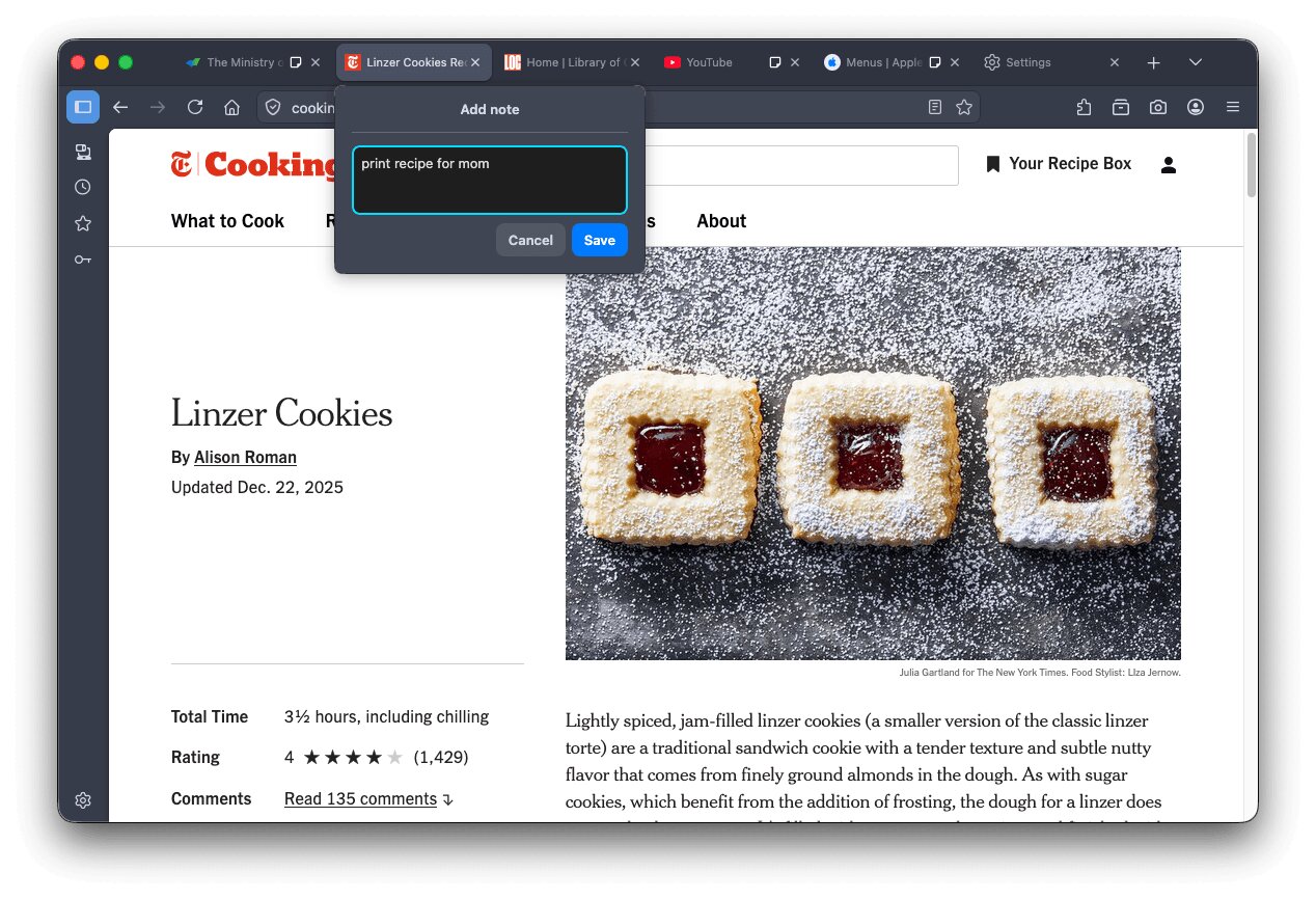 Tabs können nun auch mit Notizen versehen werden