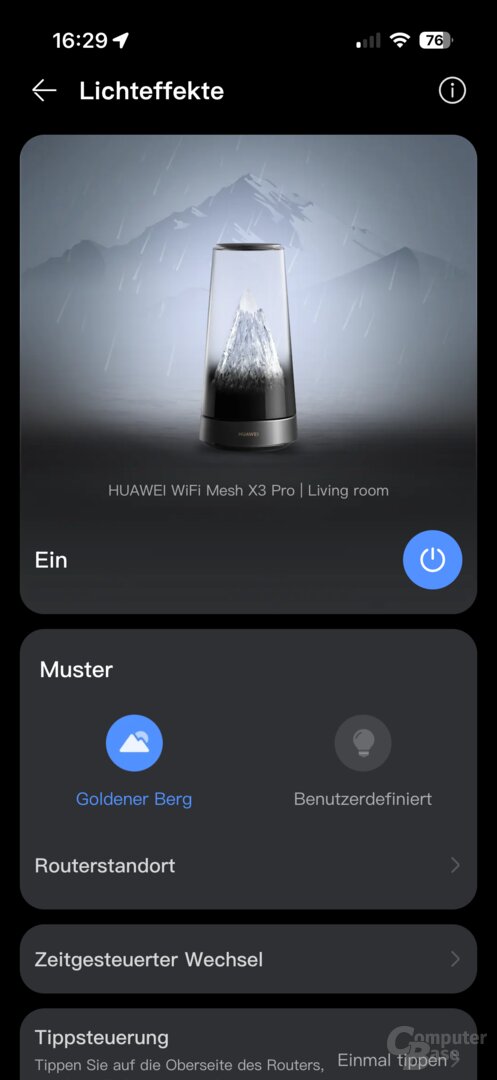 Einstellungen des Huawei WiFi Mesh X3 Pro in der AI-Life-App