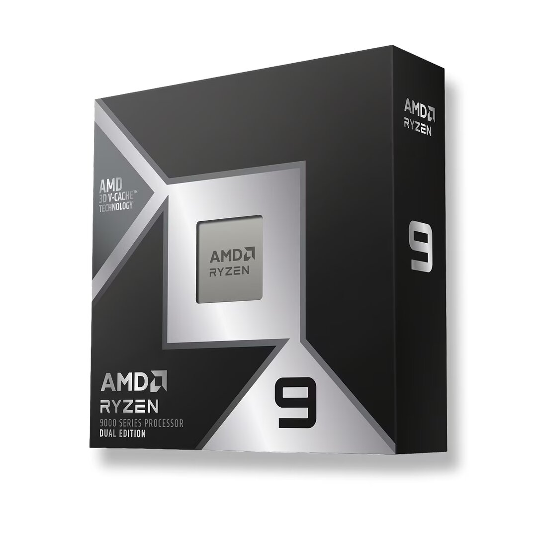 Die Verpackung des AMD Ryzen 9 9950X3D2 kommt ohne Orange aus