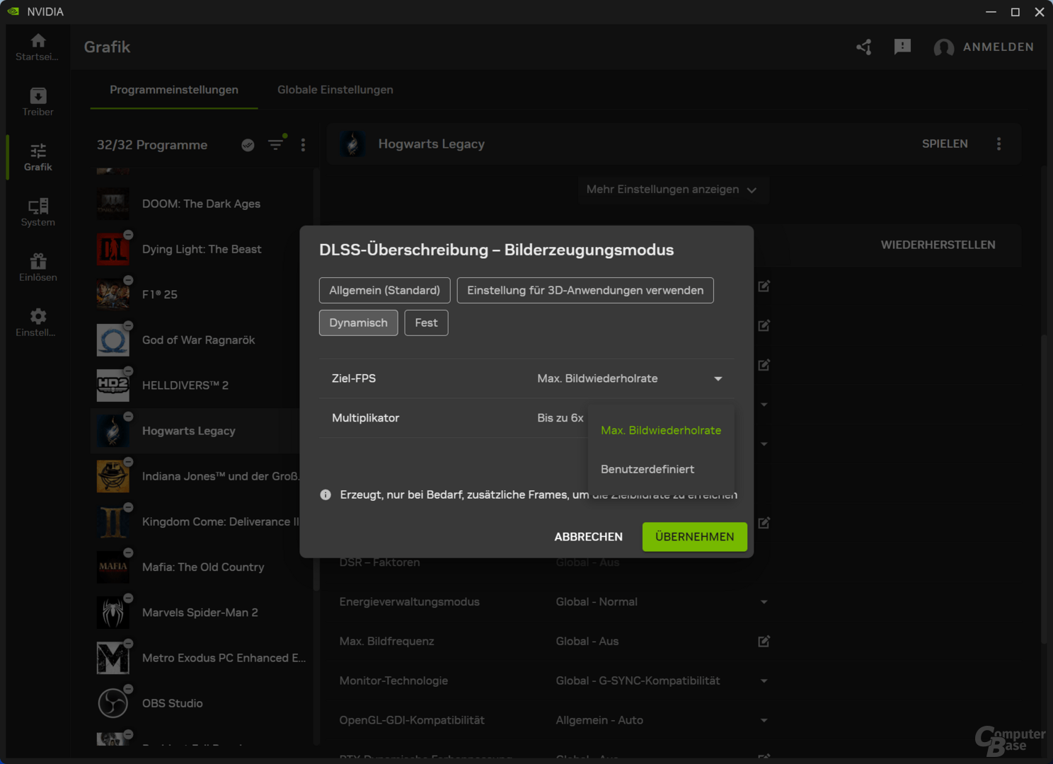 Dynamic DLSS in der Nvidia App aktivieren
