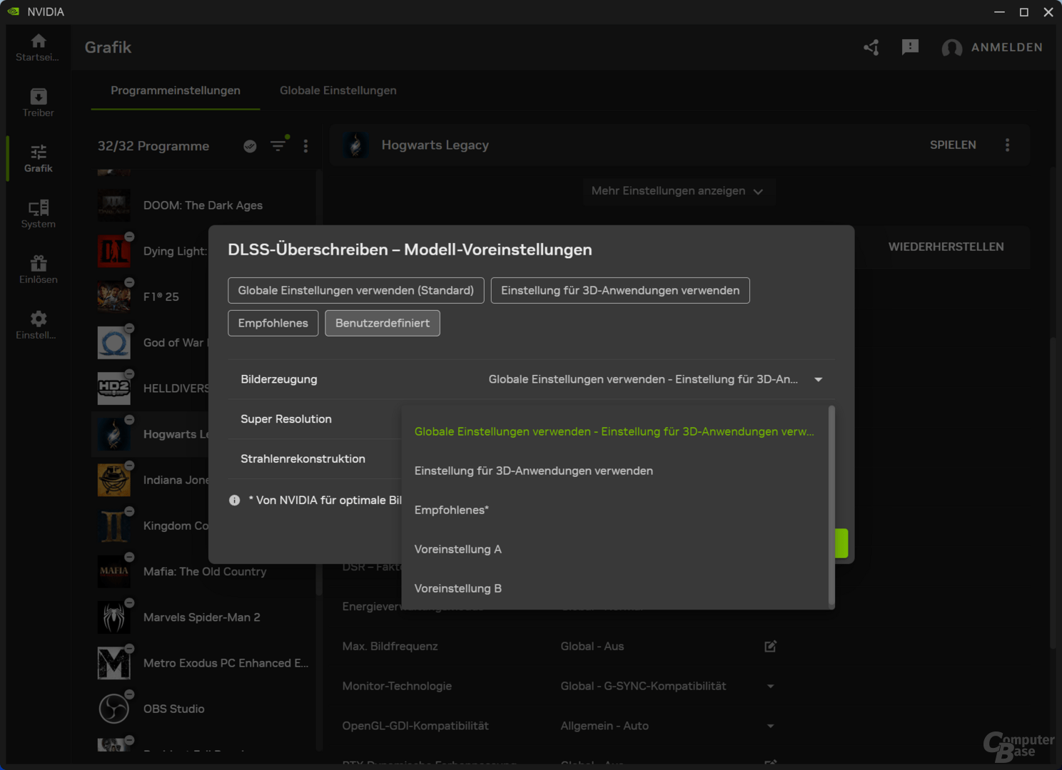 DLSS FG Preset B in der Nvidia App aktivieren