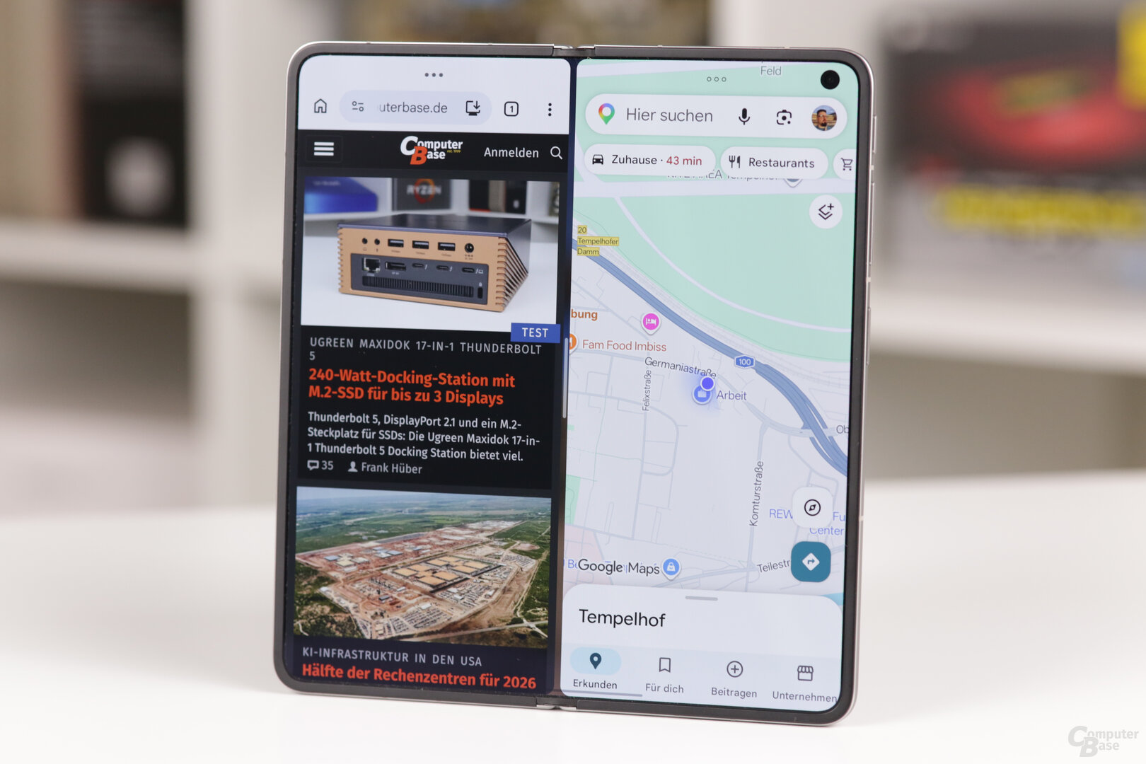 Geteilte Ansicht mit zwei Apps