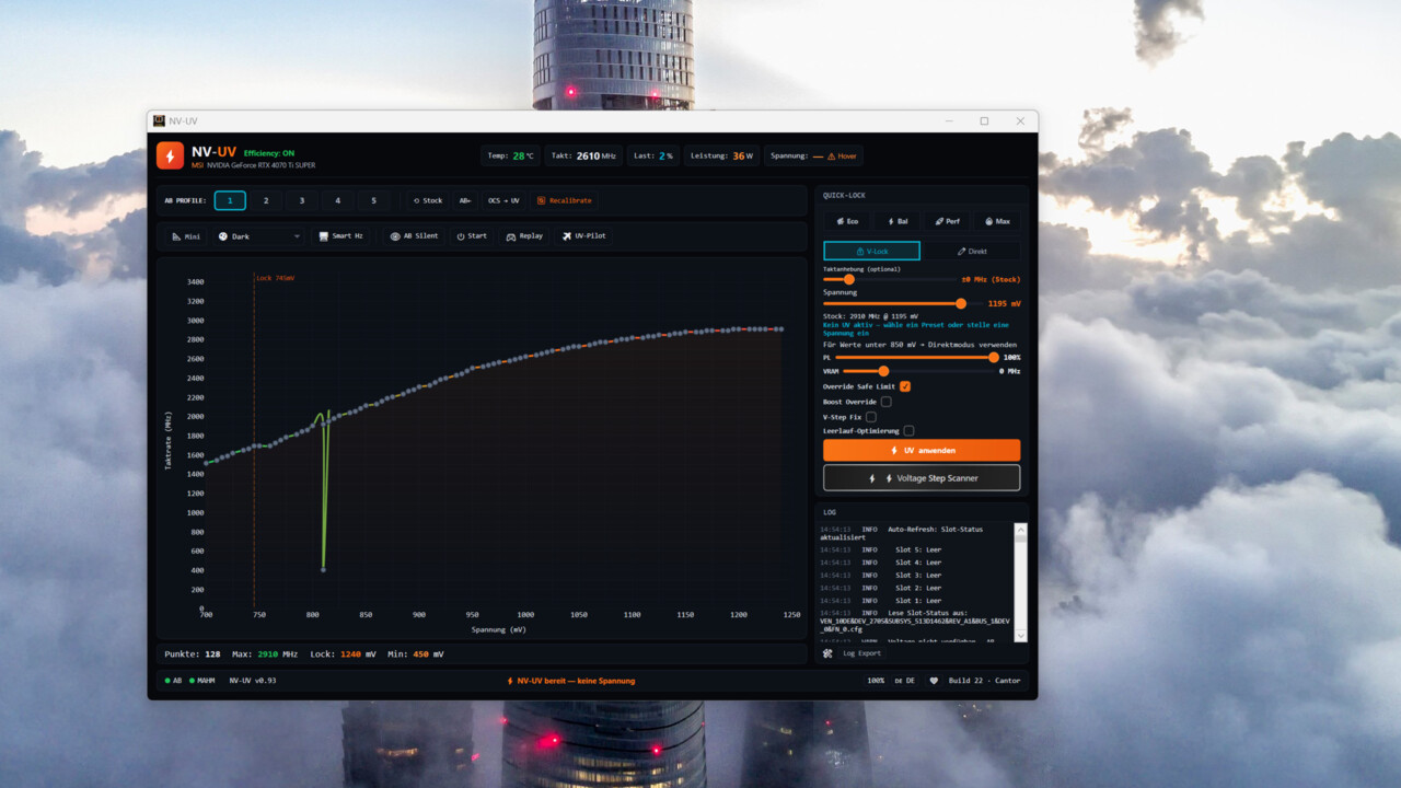 NV-UV Cantor v0.93: GeForce-GPU-Undervolting-Tool jetzt auch für RTX 4000
