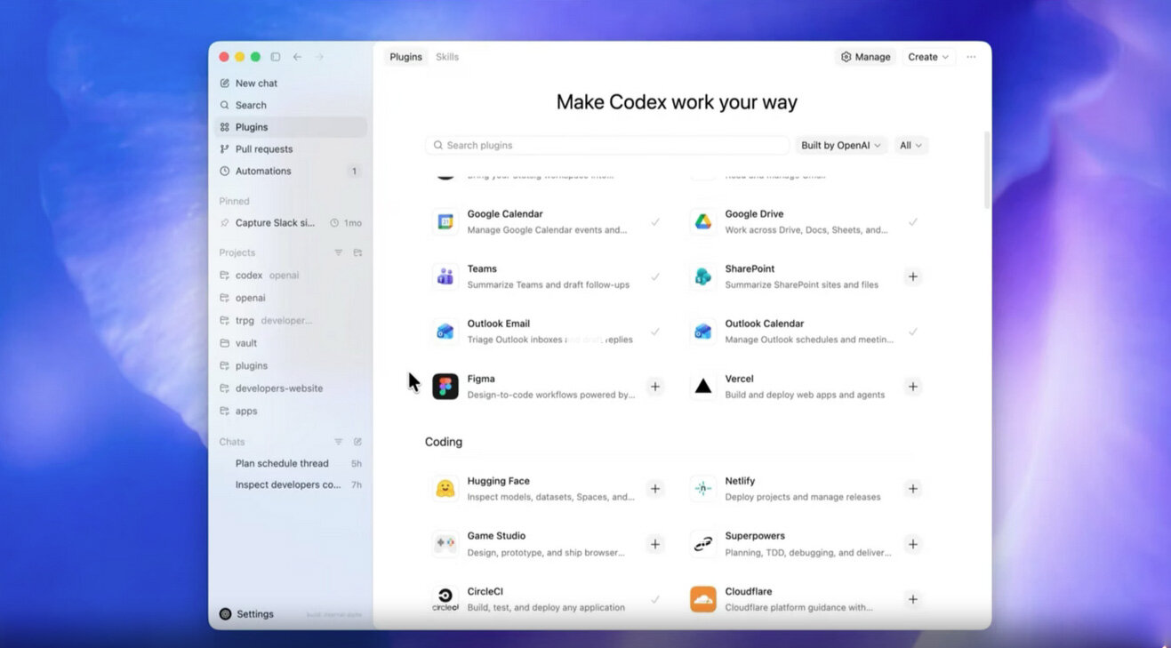 OpenAI bietet mit dem neuen Codex-Update über 90 Plugins