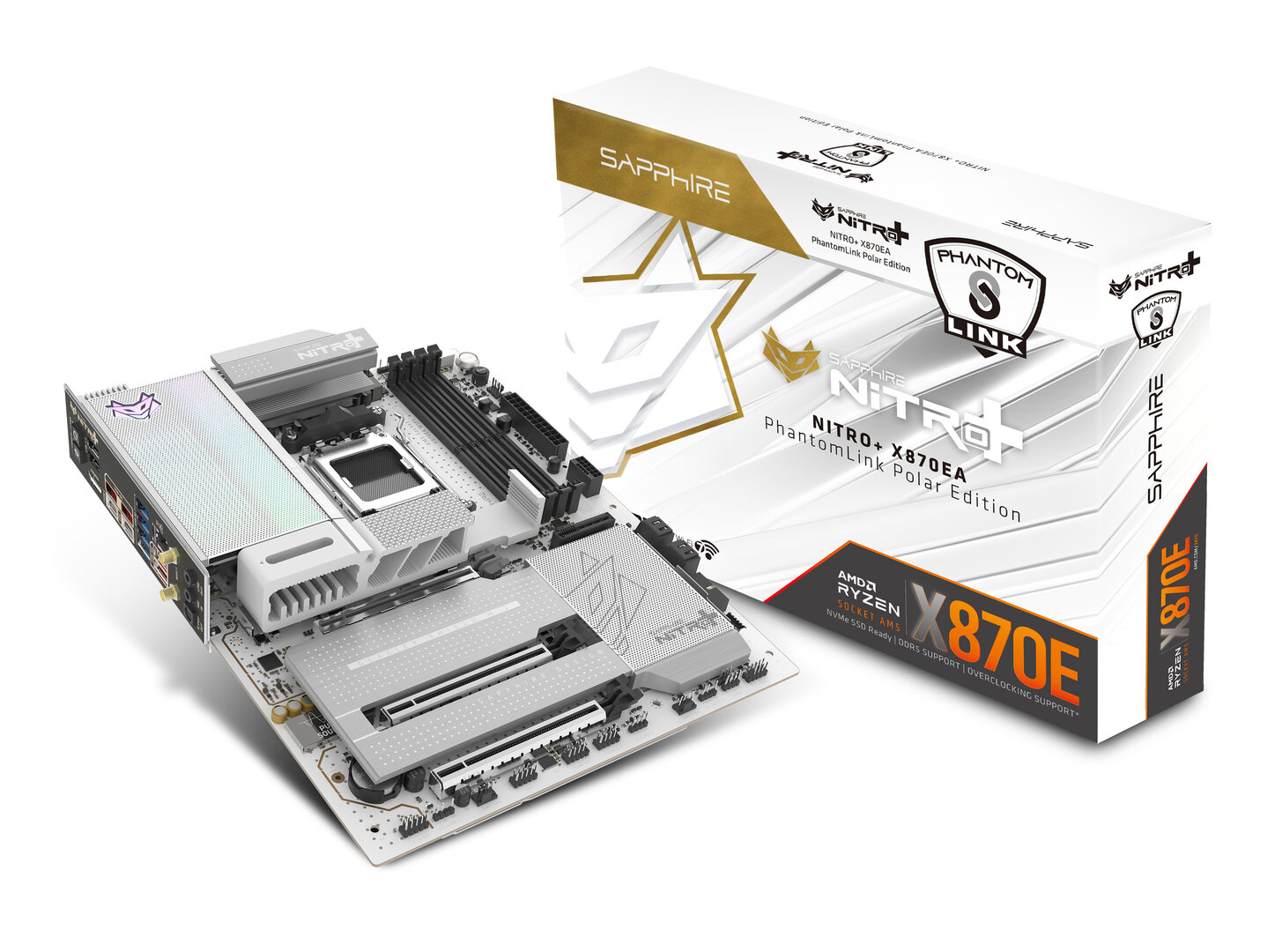 Das erste Mainboard und die erste Grafikkarte mit PhantomLink gibt es von Sapphire auch als weiße „Polar Edition“