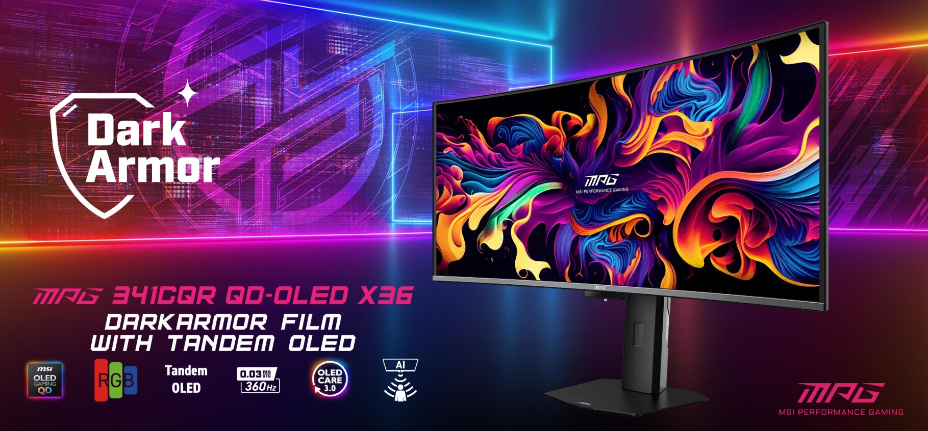 Der MSI MPG 341CQRDE QD-OLED X36 mit 5. Generation QD-OLED Penta Tandem ist ein State-of-the-Art-Display