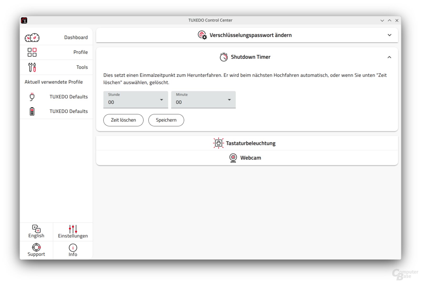 Die Tools im Tuxedo Control Center bieten praktischen Schnellzugriff auf wichtige Einstellungen.