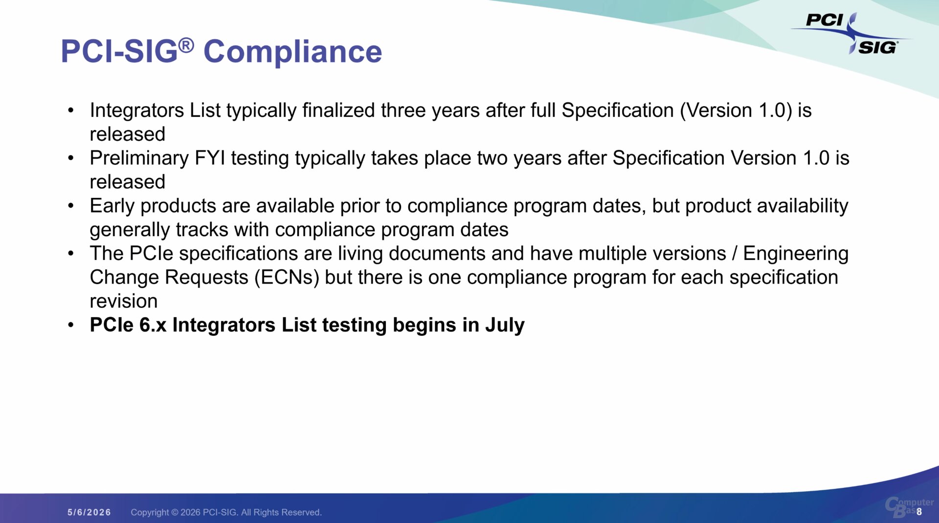 PCIe 6.0 Compliance-Tests für die Integrators List starten im Juli