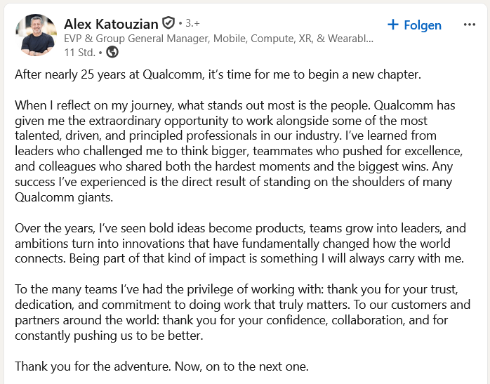 Alex Katouzian verlässt Qualcomm