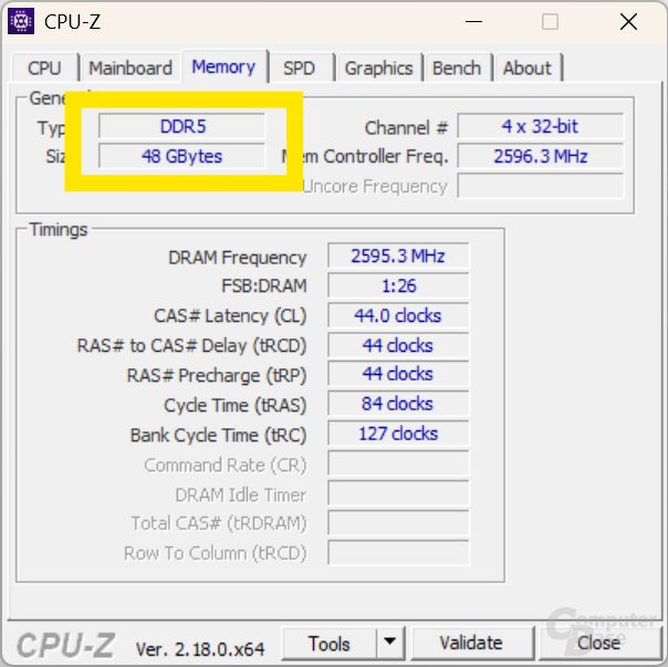Information zum Speicherstandard in CPU-Z