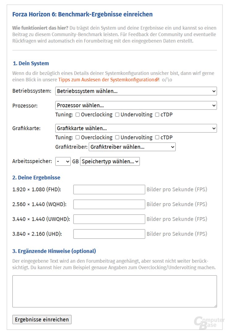 Wer teilnehmen will, muss dieses Formular ausfüllen (hier am Beispiel Forza Horizon 6)