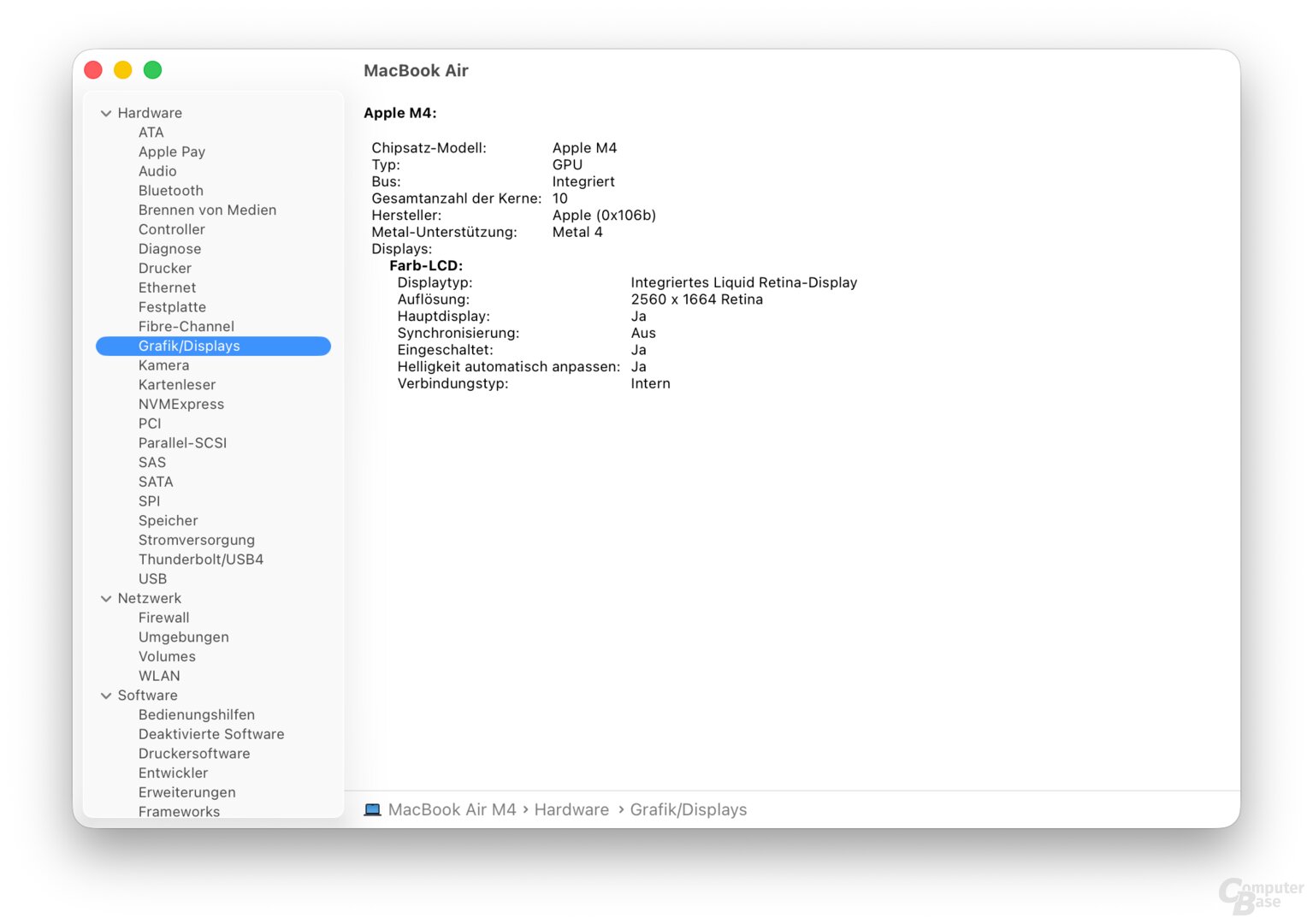 Information zu CPU und GPU in einem Apple MacBook
