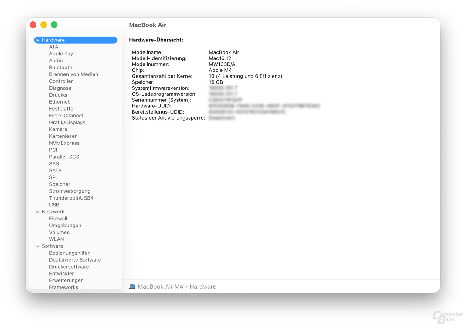 Information zu CPU und GPU in einem Apple MacBook