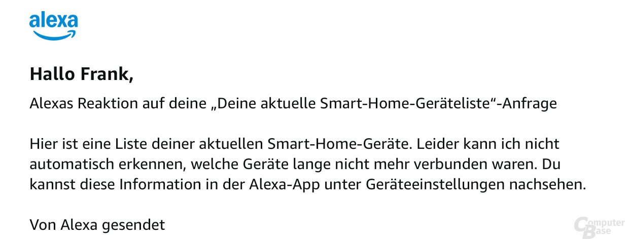 Leere Liste? Auch wenn Alexa Informationen per E-Mail zusenden kann, ist nicht jede Nachricht hilfreich