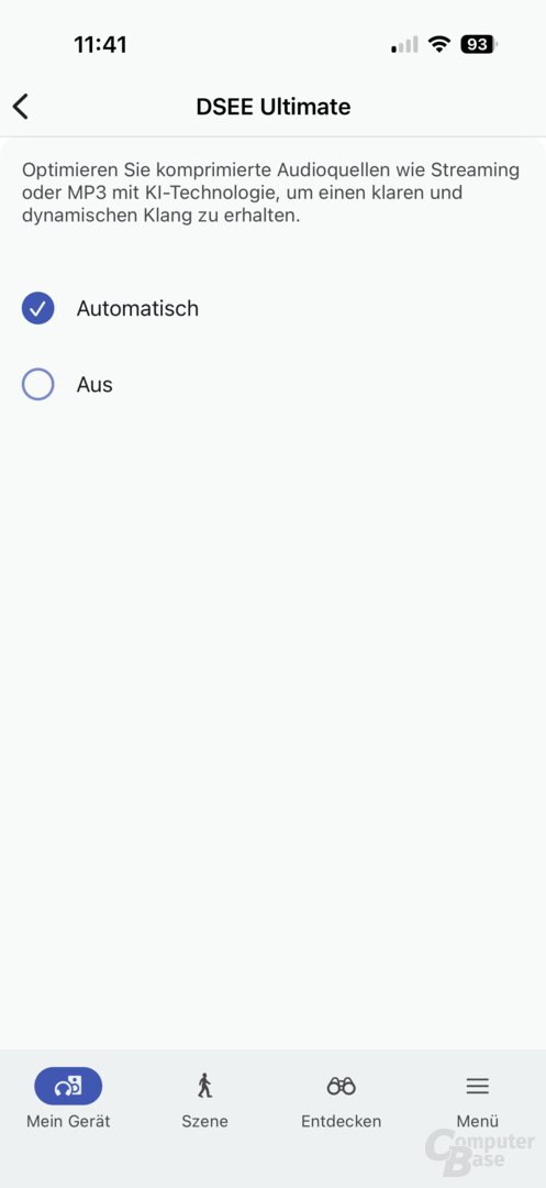 DSEE Ultimate in der Sound Connect App