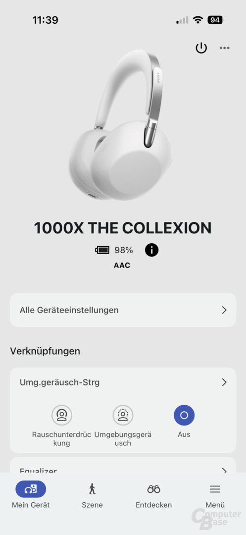 Sony 1000X The Collexion in der Sound Connect App