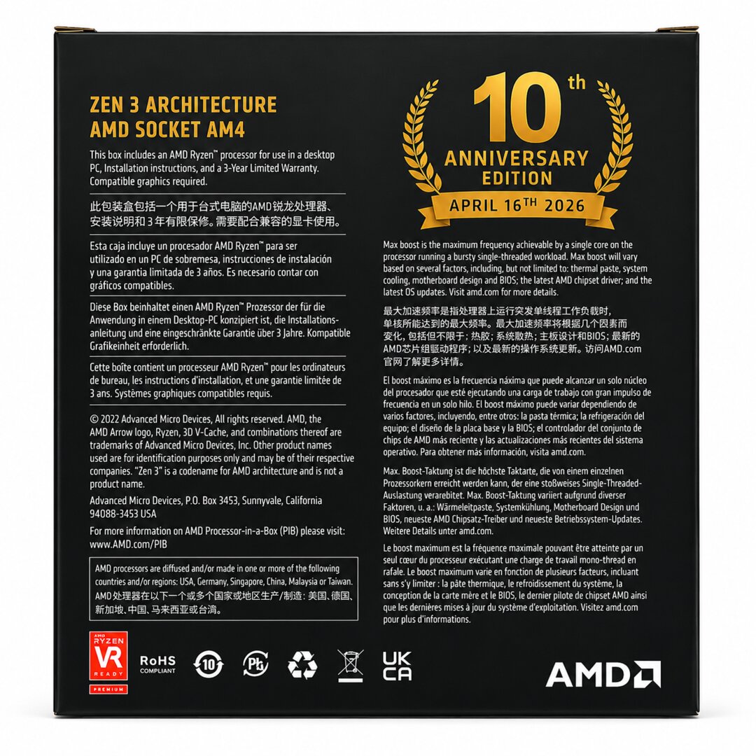 AMD Ryzen 7 5800X3D als 10th Anniversary Edition (10 Jahre Sockel AM4)