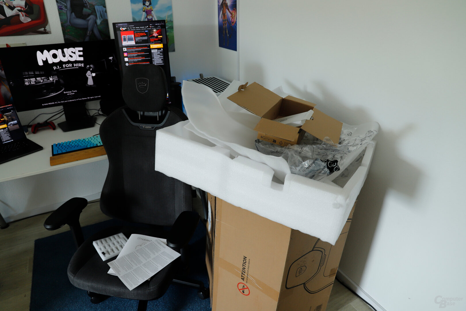 noblechairs Aura TX: Die Verpackung setzt auf sehr viel Kunststoff