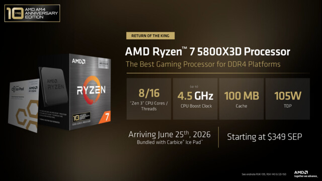 10 Years Anniversary Edition: Der AMD Ryzen 7 5800X3D für AM4 ist günstiger* zurück!