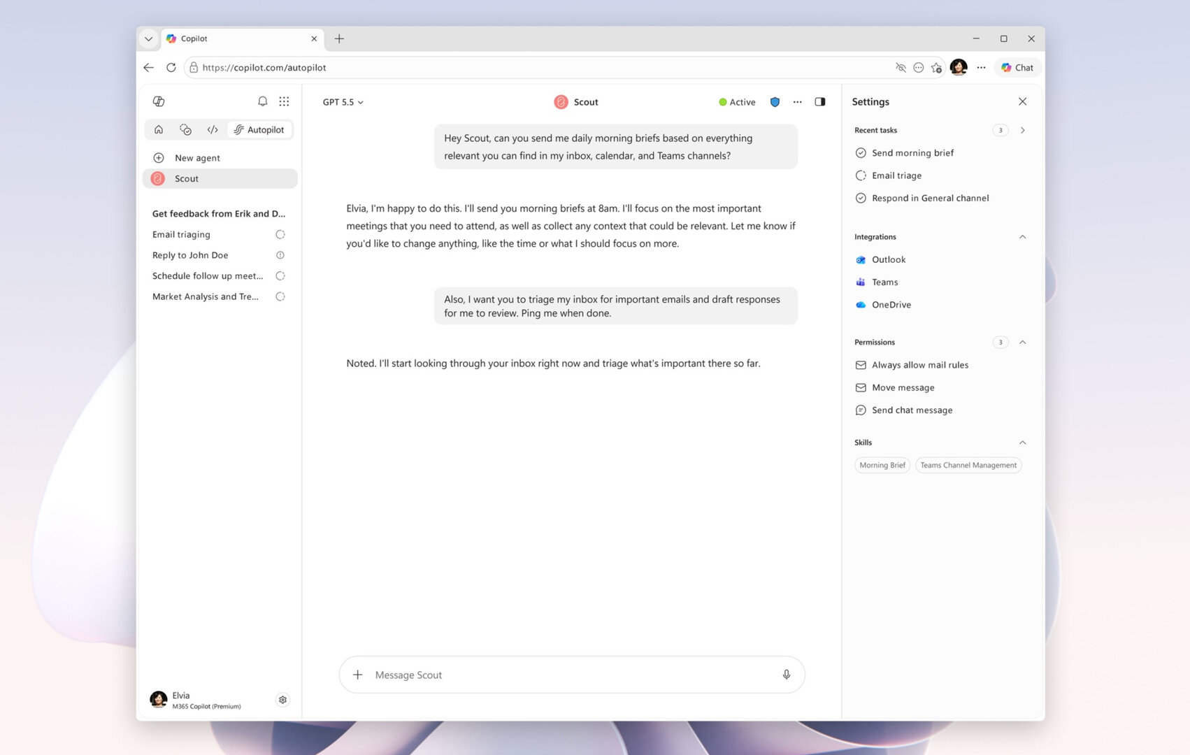 Die Agenten-Oberfläche in Microsofts neuer Copilot-Superapp für Windows 11