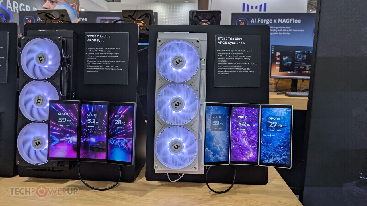 3+ Bildschirme bei Thermaltake: AiO-Kühler ST Trio eskaliert im Display-Rennen