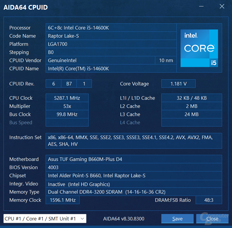 Intel Core i5-14600K mit DDR4