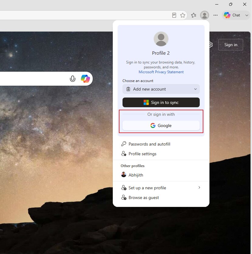 Edge soll künftig auch Anmeldungen mit einem Google-Konto ermöglichen