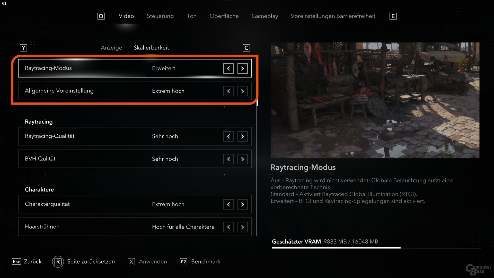 Die Skalierbarkeit-Einstellungen für den Community-Benchmark