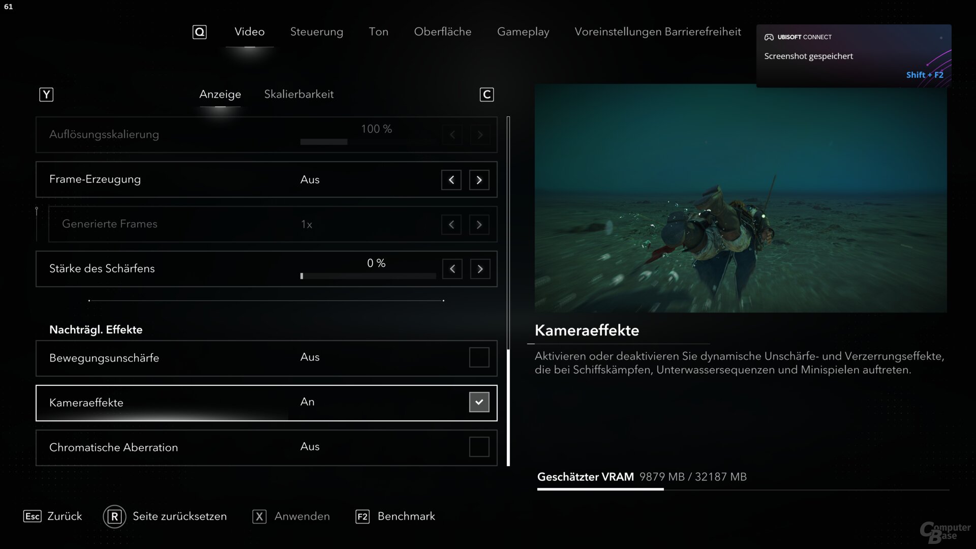 Das Grafikmenü der PC-Version