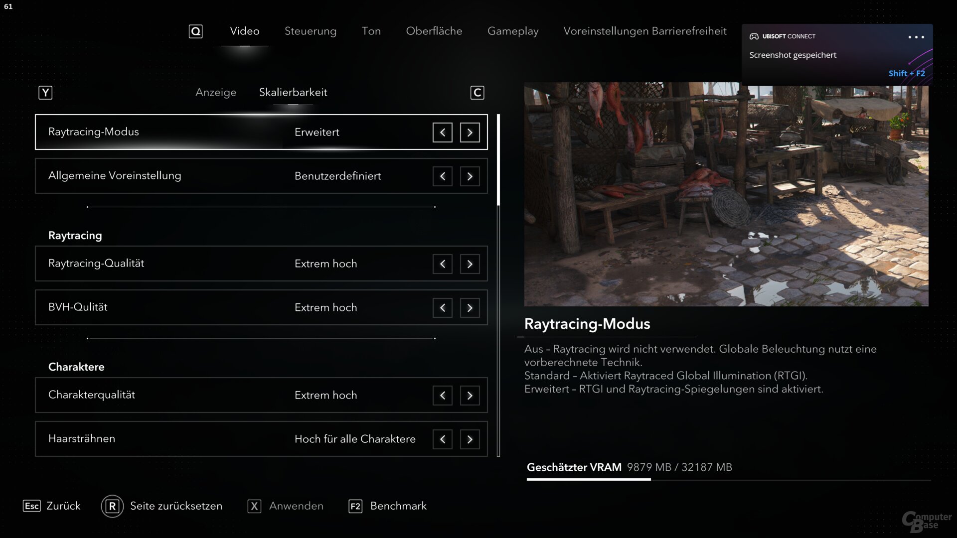 Das Grafikmenü der PC-Version