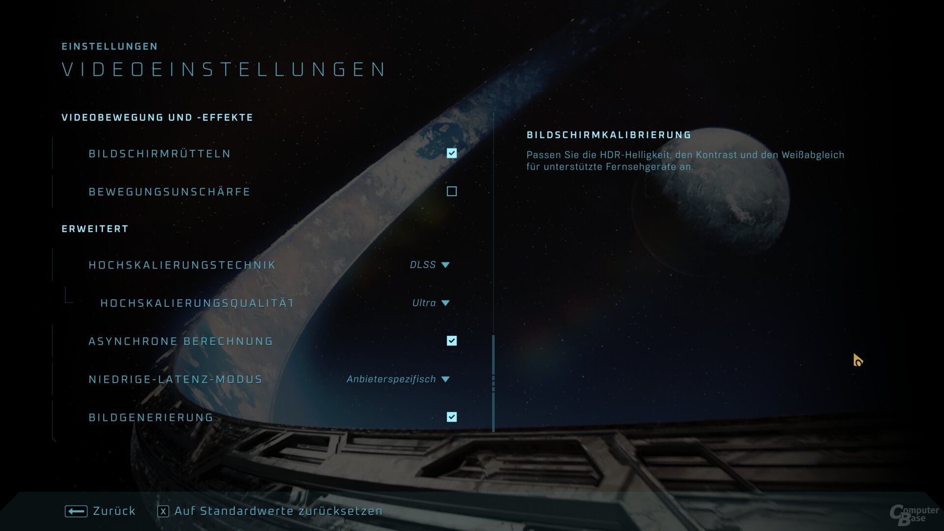 Das Grafikmenü der PC-Version