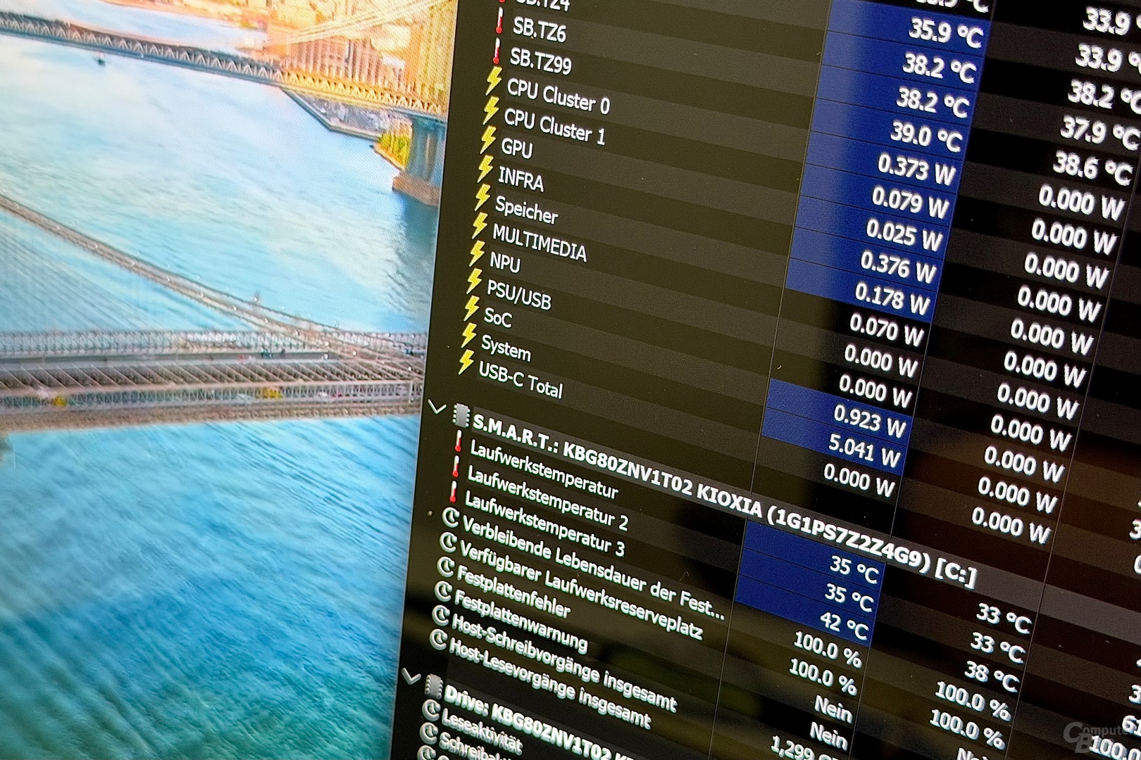 SoC- und System-Verbrauch in YouTube bei 4K30 mit 200 cd/m²