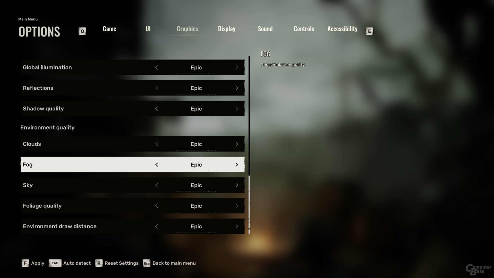 Das Grafikmenü der PC-Version