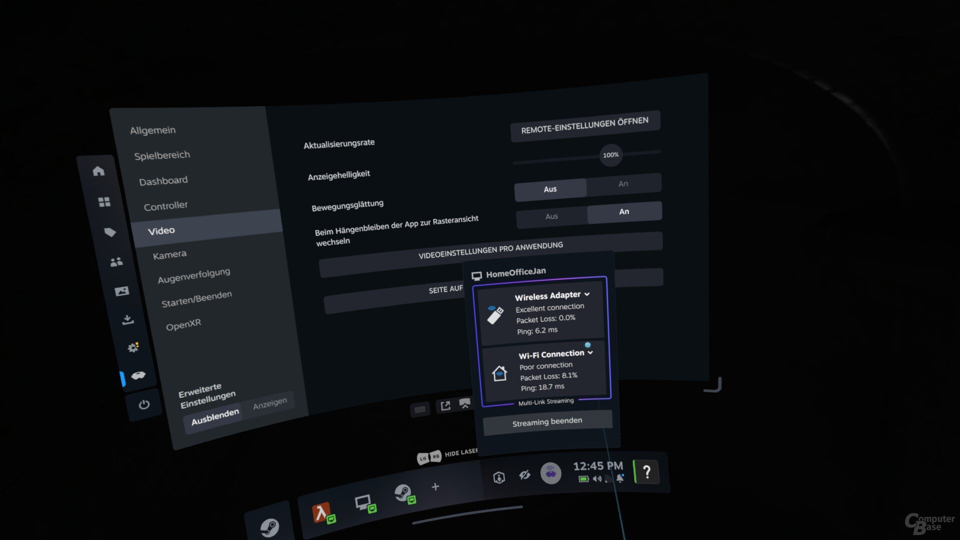 Steam Frame kann sich auch simultan über den Wireless Adapter und das lokale WiFi mit dem Streaming-System verbinden