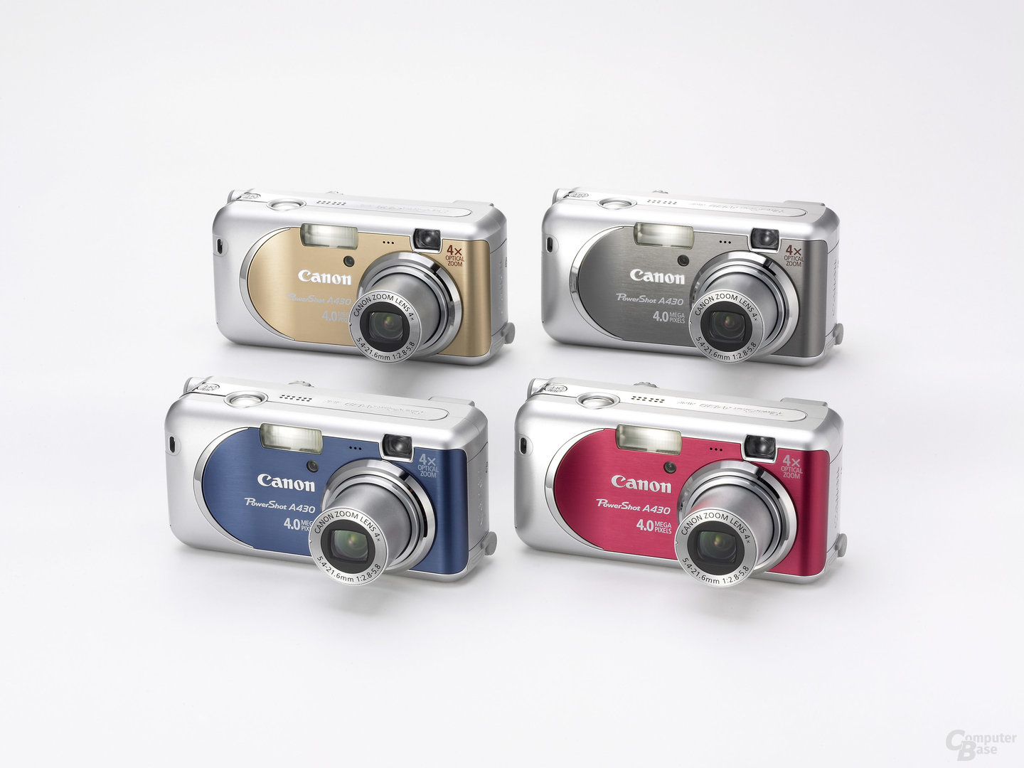 PowerShot A430 in vier verschiedenen Farben