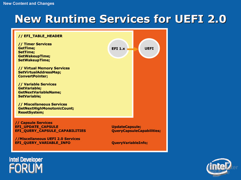 New Runtime Services for UEFI 2.0
