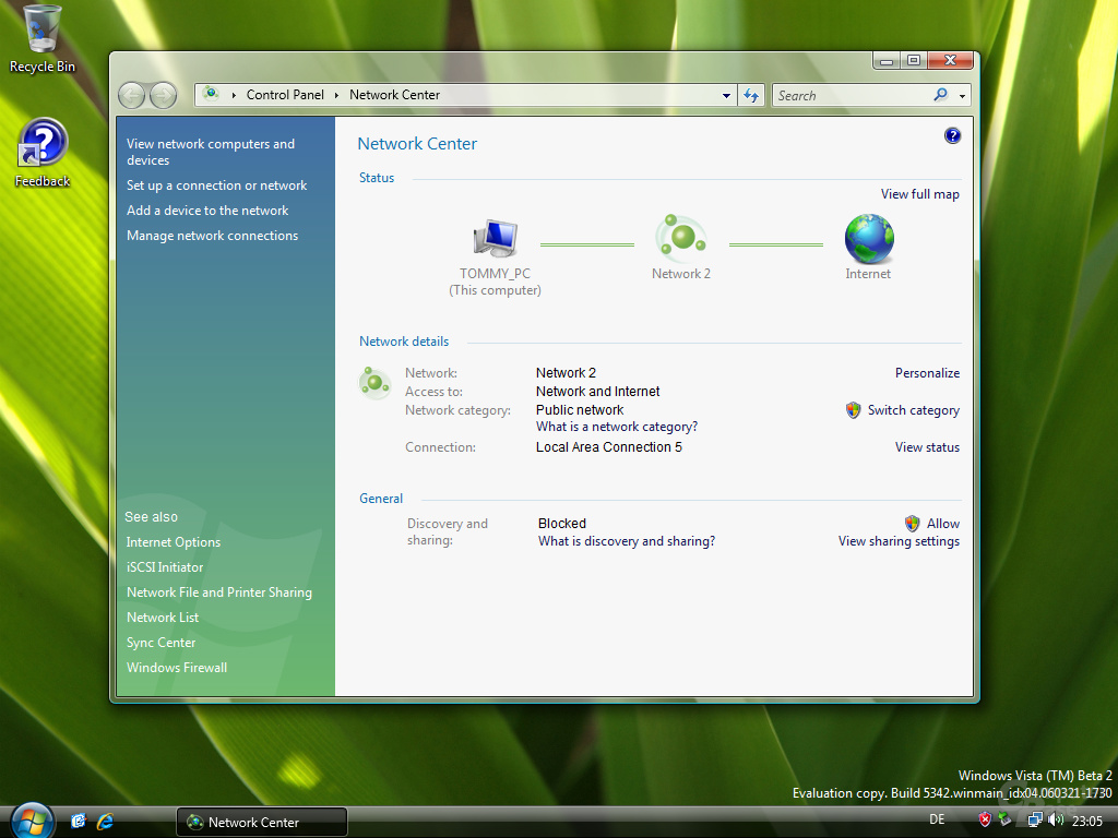 Windows Vista Network Center Build 5342