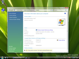 Windows Vista Systemsteuerung Build 5342