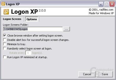 Softwareunterstützung - Logon XP Einstellungen