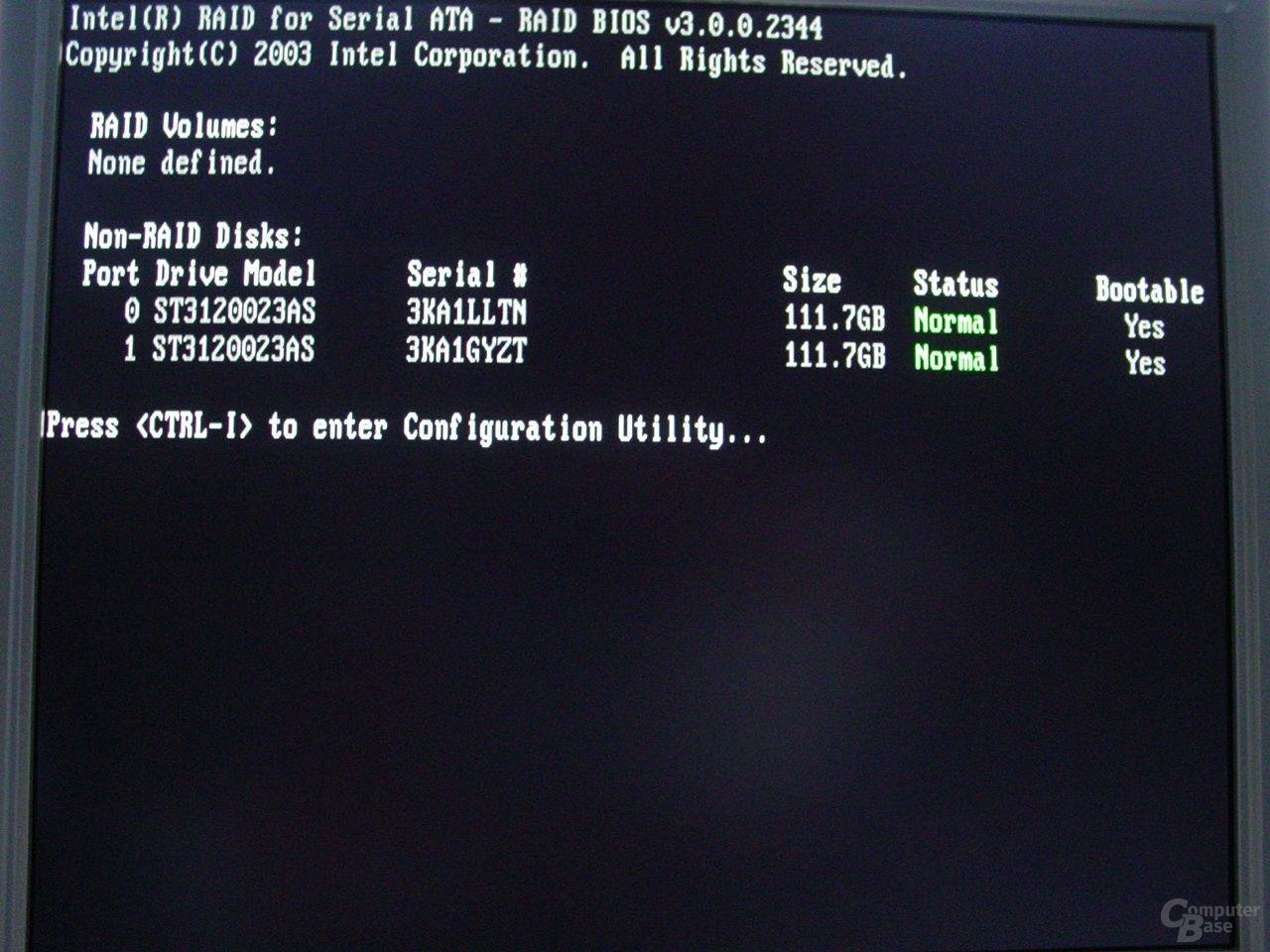 BIOS Startmeldung RAID