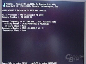 Athlon XP 3000+ mit FSB400 (2100 MHz) wird vom BIOS bereits korrekt erkannt