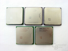 AMDs Athlon 64 im Überblick (von oben) - Oben Links der Prozessor für den neuen Sockel 939