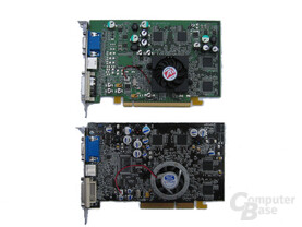 ATi Radeon X600 XT und ATi (Sapphire) Radeon 9600 XT - Draufsicht