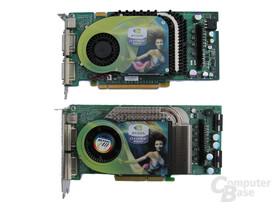 GeForce 6800 Ultra (AGP) unten - oben GeForce 6800 GT (PEG)