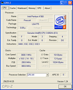 Eigenschaften vom Pentium 4 560 (Prescott, 3,6 GHz)