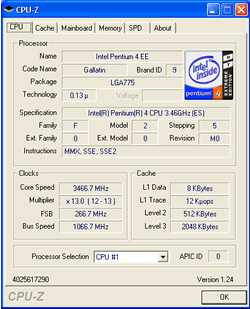Eigenschaften vom Pentium 4 Extreme Edition 3,46 GHz