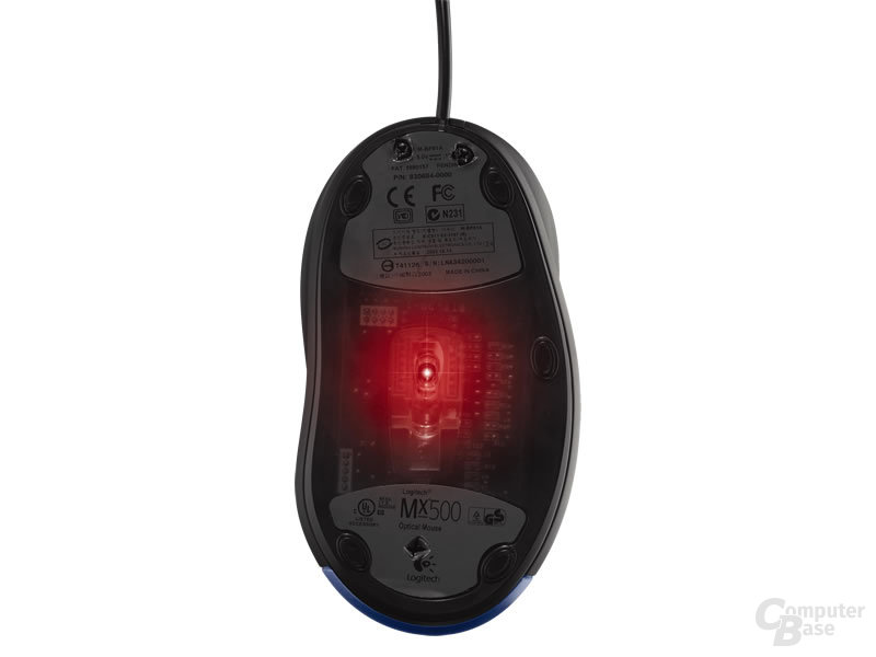 Logitech MX 510 Performance Optical Mouse von unten